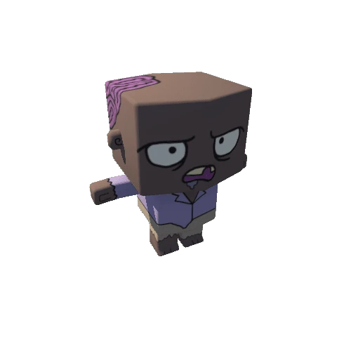 Cute Low Poly Zombie Brown